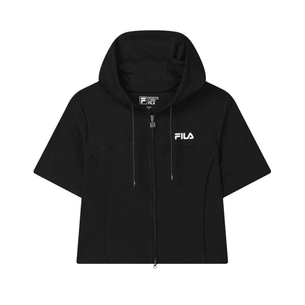 FILA Original Fashion Casual Knit Slim Fit Short Sleeve Jacket Women jackets Black F11W529501F-BK