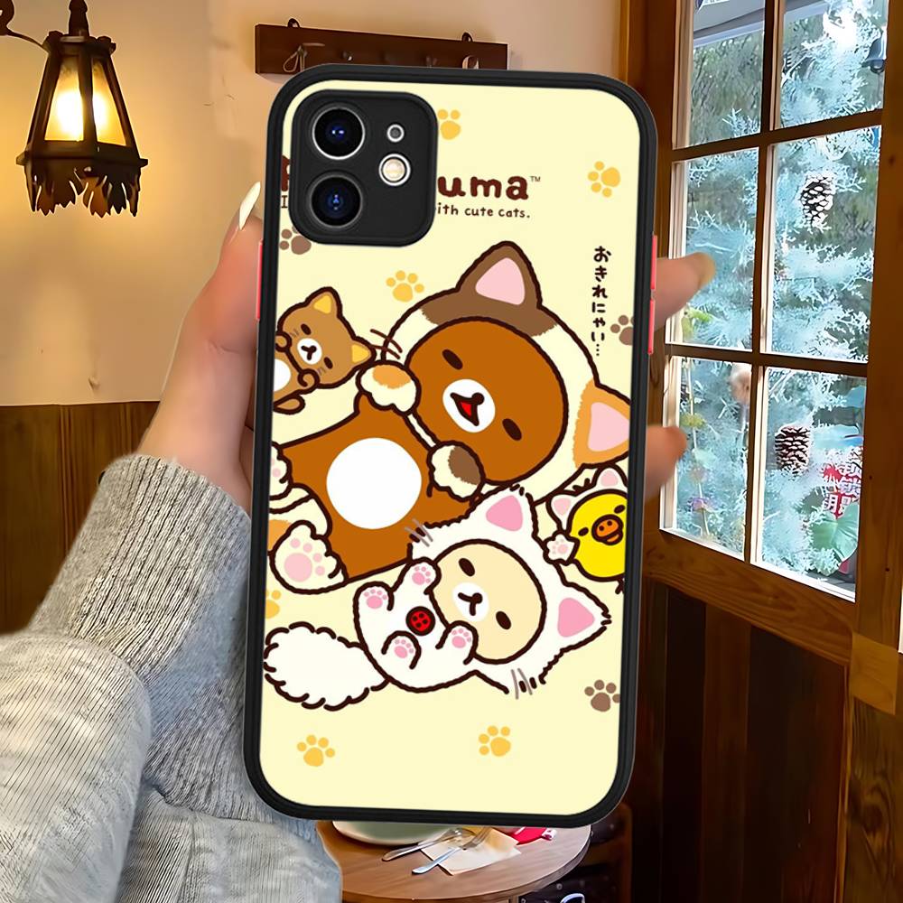 

Популярный Милый Матовый Защитный Чехол с Медведем R-rilakkuma Для IPhone 16 15 14 13 12 11 Pro Max X XS MAX Защитный Чехол iphone 13 pro