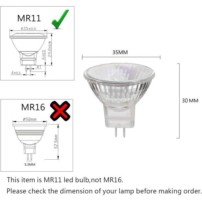 Ampoules halogènes MR11 - AIMOONSA - MR11 GU4 - 35W 12V - 2800K blanc chaud - pack de 8