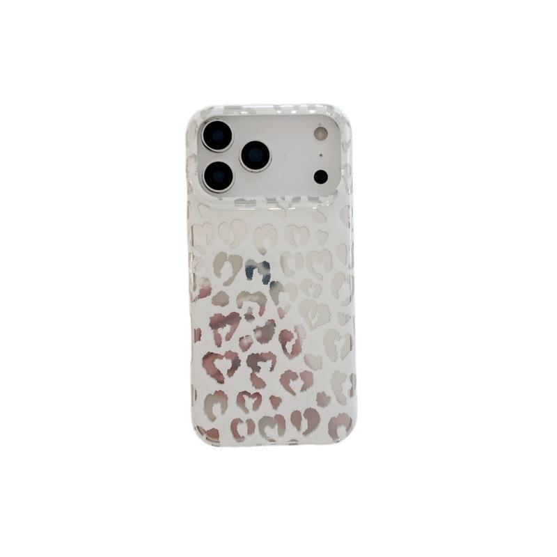 ins wind silver leopard print is suitable for iPhone17Pro max Apple 16Pro mobile phone case double-layer IMD advanced sense