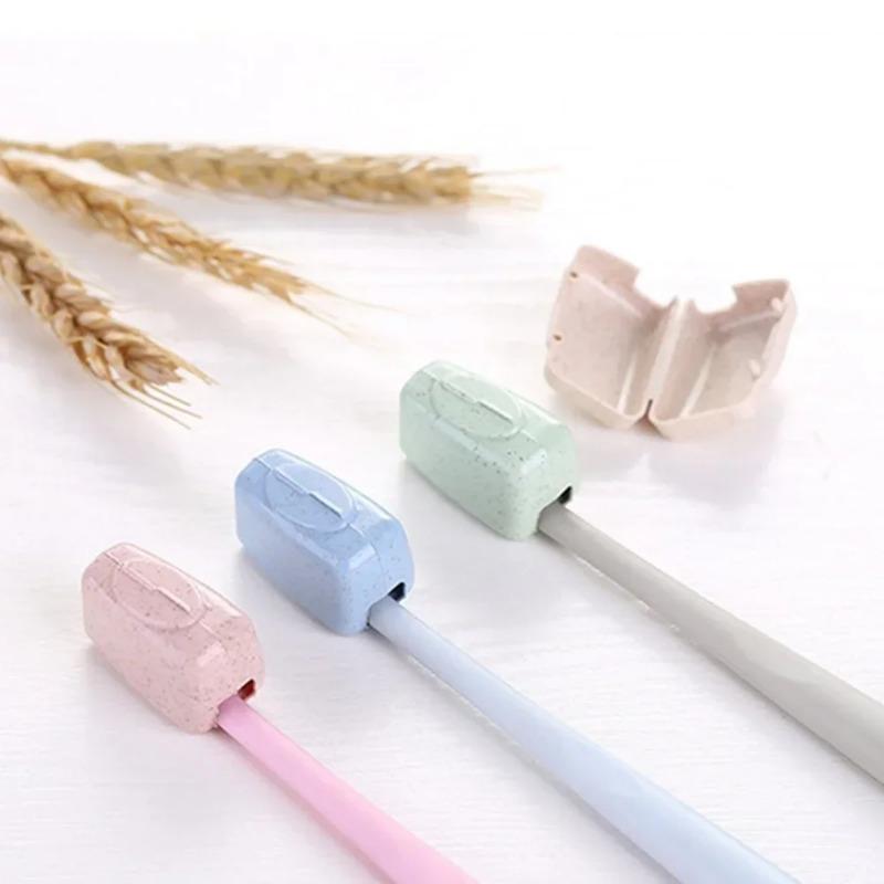 4PCS Household Bathroom Portable Solid Color Travel Toothbrush Cover Wash Brush Cap Case Box Home Accessories Small Tool Supply