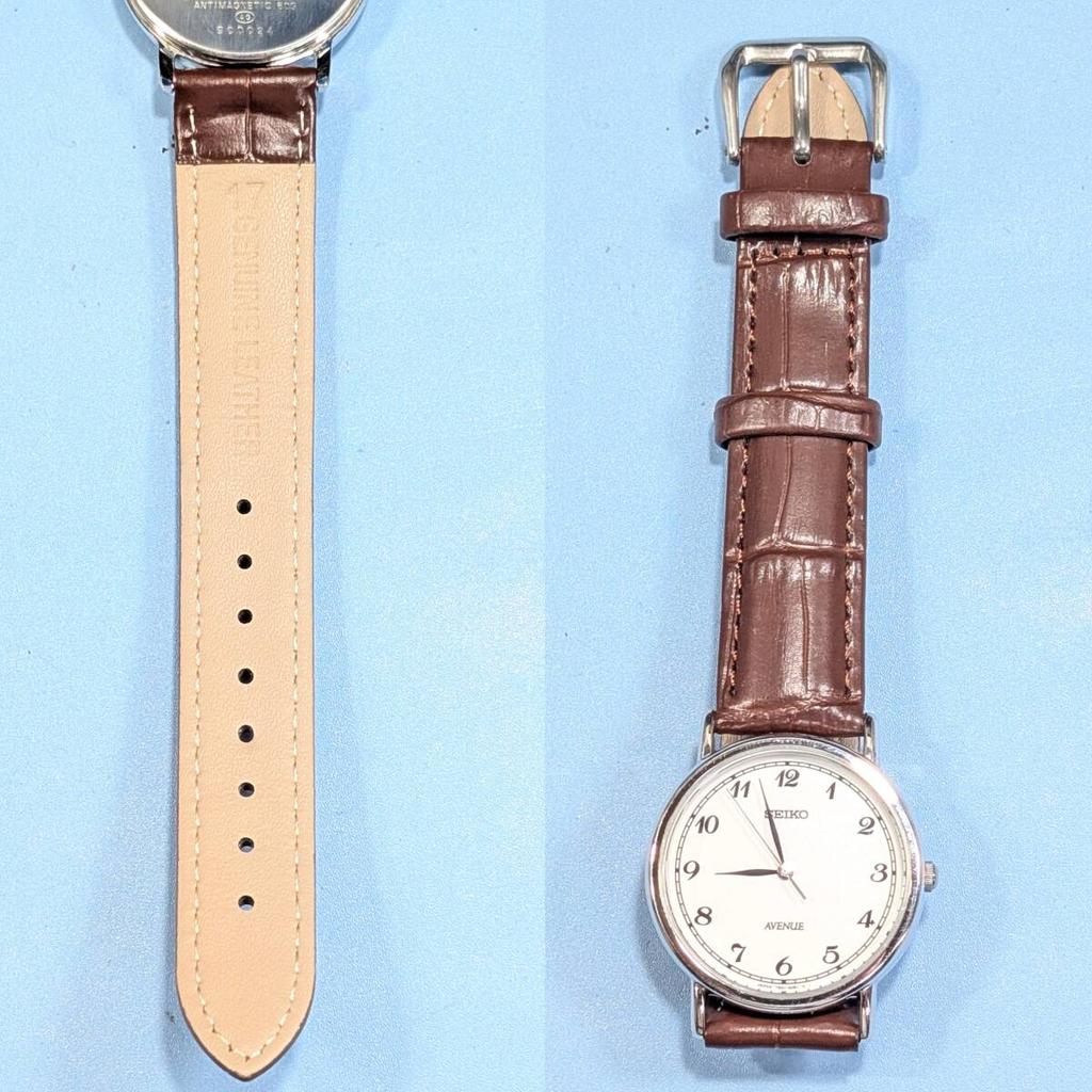 SEIKO AVENUE Battery and Strap Working Men's Watch, Replaced, Condition, U-24