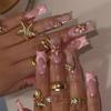 Set of 24 High-Quality 3D Ripple Flower French Nails - Medium-Long Wearable Nail Art Tips
