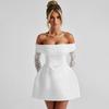Giyu Sexy Mini Krátké Šaty Dámské Podzimní Krajka Patchwork Dlouhý rukáv Bez ramen Šaty bez zad Elegantní klubový společenský župan