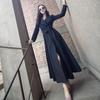 Kniehoher Trenchcoat, schlankes Temperament, langer Schnür-Revers-Trenchcoat, schmale Taille