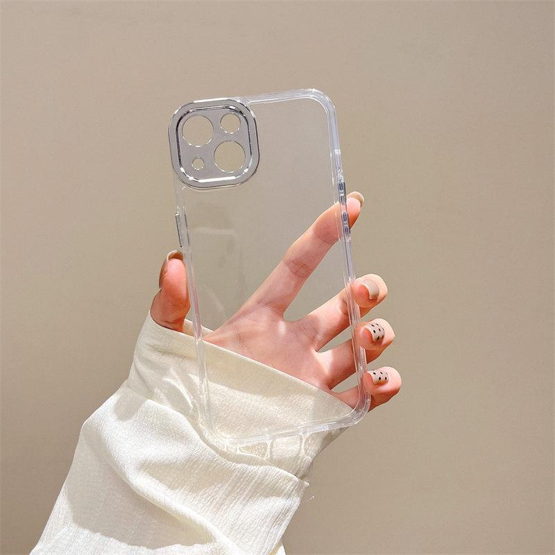 Simple metal precision frame transparent Case for iPhone 16 Pro Max 15 14 Plus 13 12 11 Pro XS XR All-inclusive fall protection Cover
