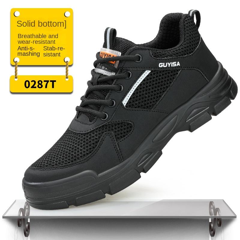 Labor Insurance Shoes Men's Anti-smash and Anti-puncture Solid Bottom Safety Shoes Steel Head Breathable Work Shoes