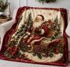 Vintage deka se Santa Clausem, Vánoční Minky Sherpa přehoz, Útulné sváteční povlečení, Zimní deka na pohovku, Vánoční dárek pro ni
