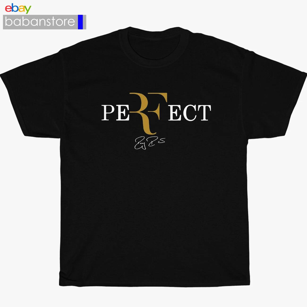 

New ROGER FEDERER PERFECT Logo Black/White/Grey/Navy T shirt Size S-5XL S