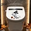 Halloween Party Bathroom Decals Waterproof Sticker And Ghost Decor Toilet Skeleton Print PVC Easy Installation Decals Peel Stick Spooky