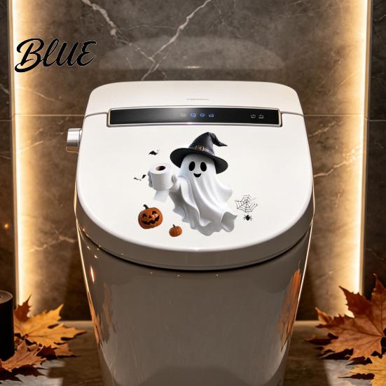 Halloween Party Bathroom Decals Waterproof Sticker And Ghost Decor Toilet Skeleton Print PVC Easy Installation Decals Peel Stick Spooky