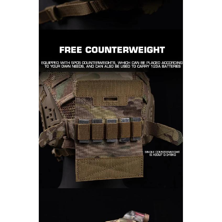 Váhový sáček na airsoftovou helmu Pouzdro na protiváhu helmy Vyvažovací sáček pro NVG Systém nastavitelných popruhů pro airsoftové bojové helmy