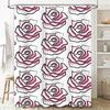 Modern Bathroom DecorFloral Pattern Shower Curtain with Black Pink White Design for Bathtub Decoration In Home Living Room or Ho