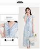 2026 Frühling/Sommer Elegantes blaues Blumen-A-Linien-Kleid: Taillenbetonend, Kurzärmelig, Französischer Stil