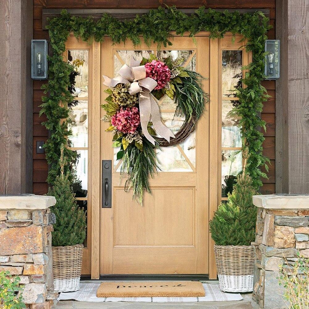 Elegant Autumn Wreath Hydrangea for Porch Yard Wedding Decor Thanksgiving Artificial Garlands Garden Harmhouse Hanging Wreath