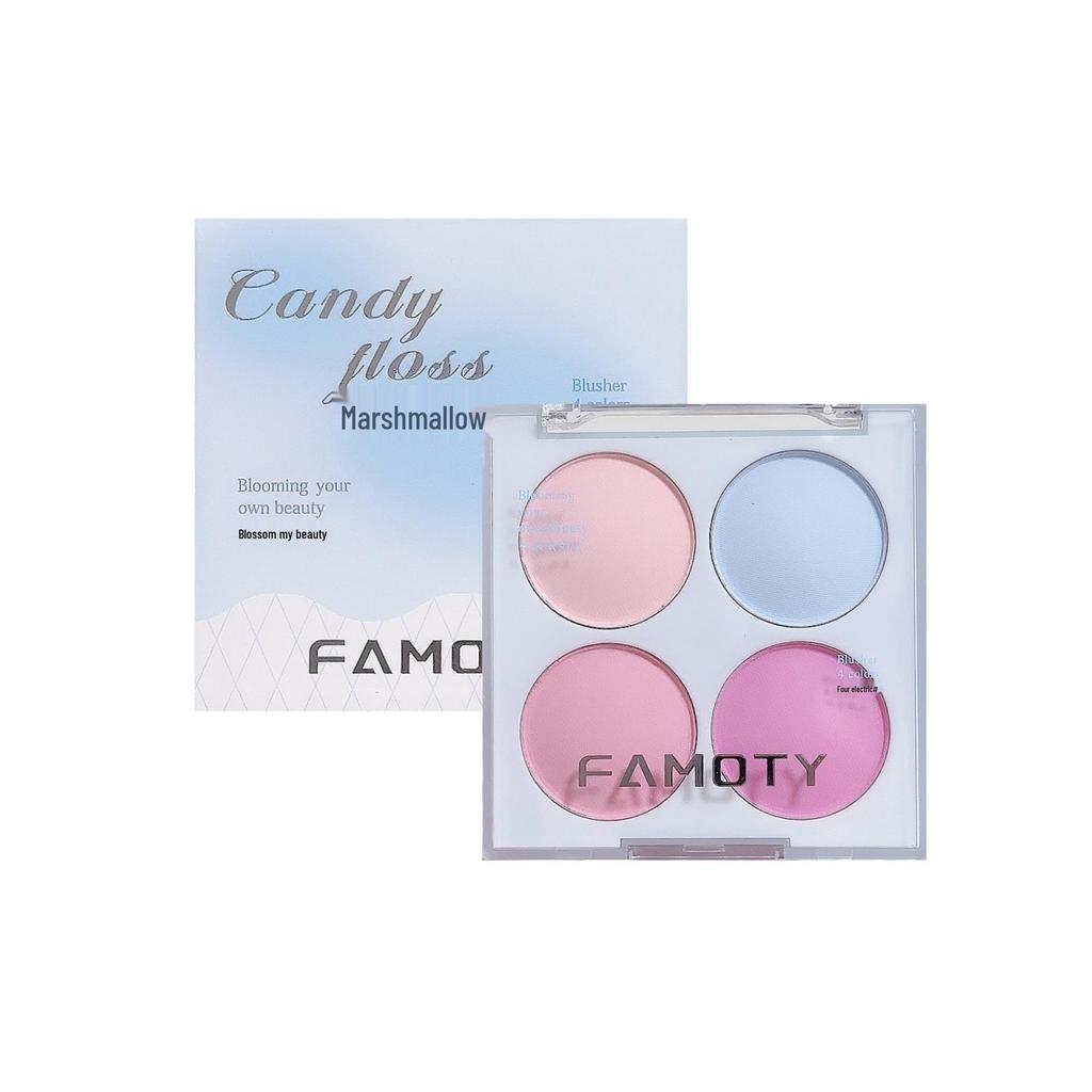 FAMOTY Summer Sweet Ice Cream Four-Color Matte Blush - Whitening Natural Nude Makeup with Purple Rouge Contour.