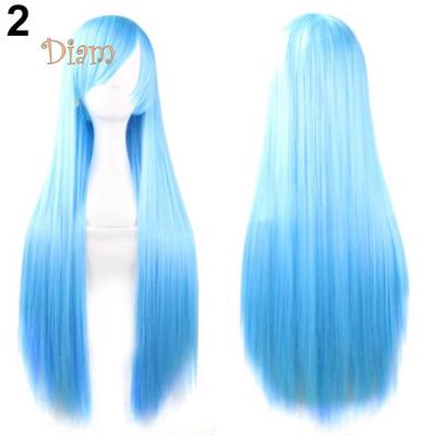 Fetong Fashion Fete Femei Cosplay lung Breton oblic Peruci complete drepte Extensie de păr