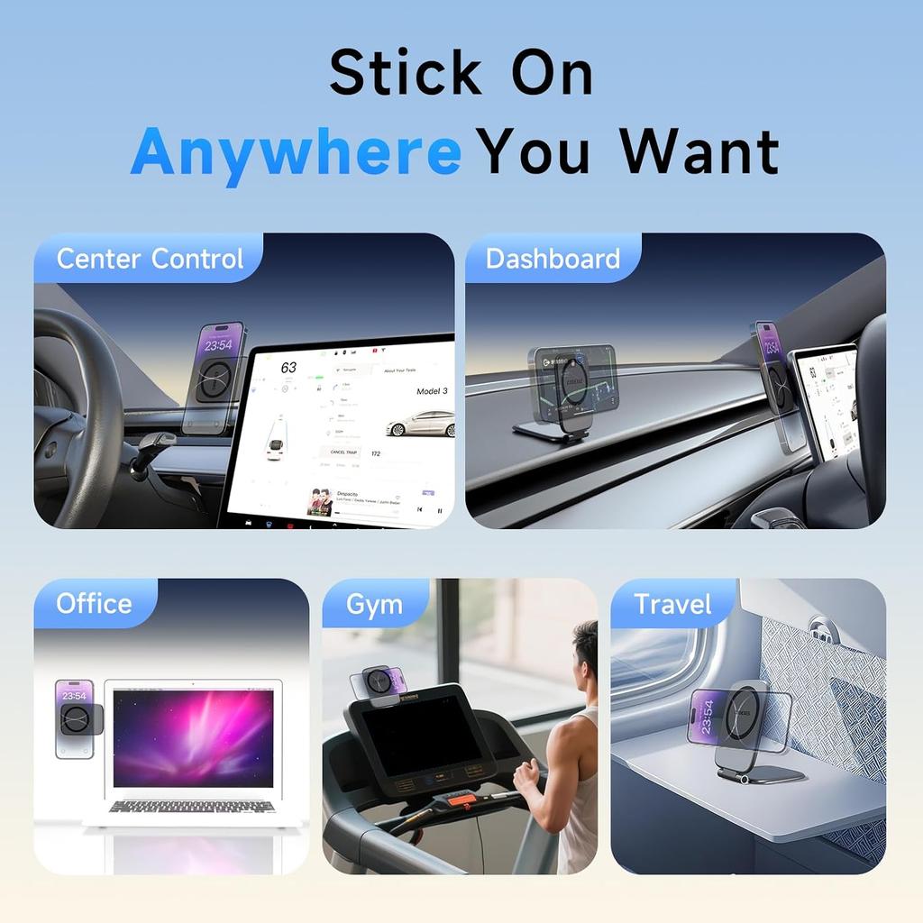 Magnetic Phone Holder for Car, MagSafe Car Mount with Dual Side Strong Magnets,Ultrathin Adjustable Cell Phone Holder, Car Accessories for Women Men,