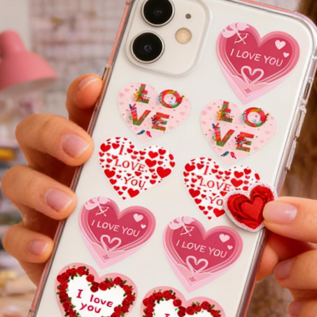 500pcs Shining Heart Stickers Roll Perfect for Holiday Decorations Gift Labels Celebrations Colorful Thank You Sticker Designs