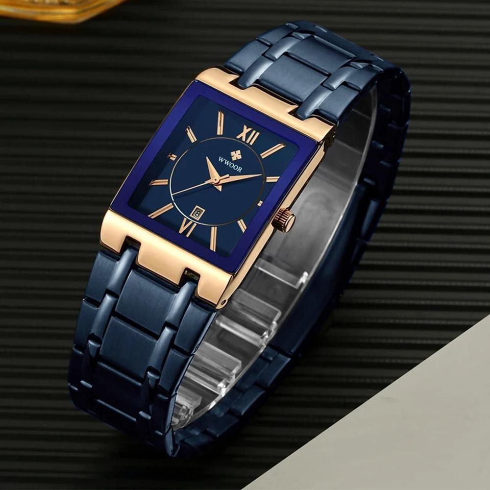 WWOOR Top Brand Luxury Steel Strap Business Quartz Watch Men Casual Waterproof Sports Watch