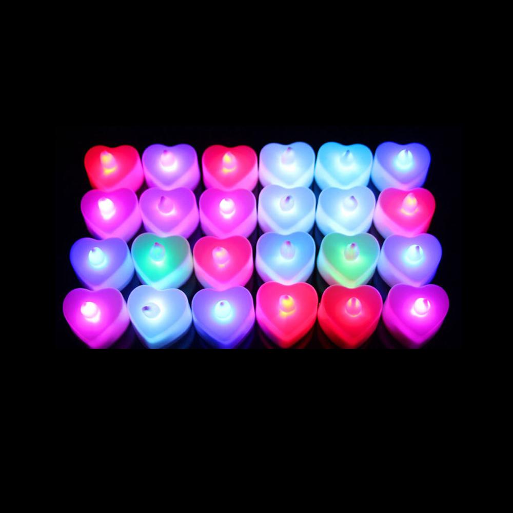 Flameless Led Candle For Home Christmas Party Wedding Decoration Heart-shaped Electronic Battery-Power Tealight Candles