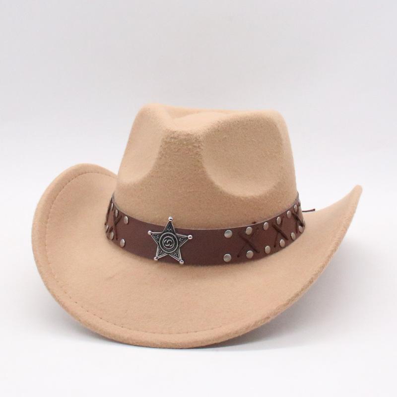 Men'S And Women'S Felt Hats Amazon'S New Warped Woolen Western Cowboy Hats Outdoor Travel Hats Curled Top Hats