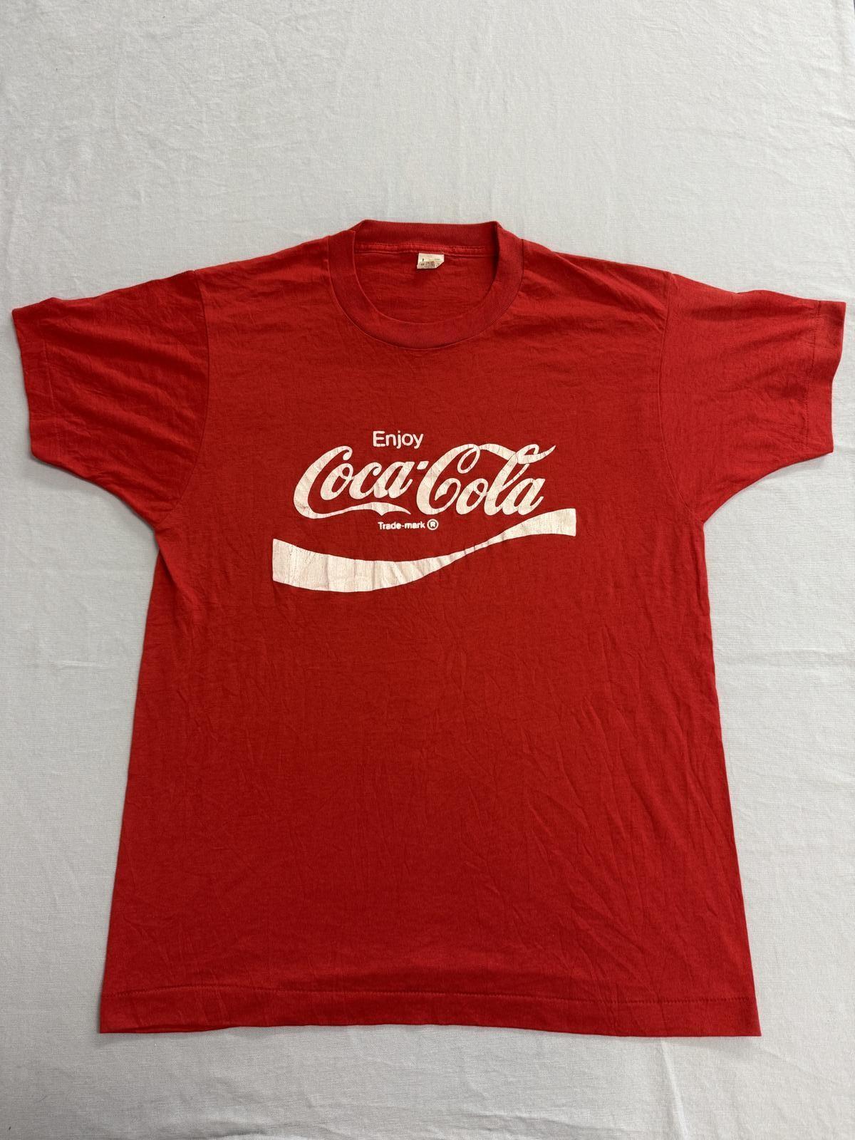 Vintage Enjoy Coca Cola Logo T-shirt - 80s Cracked Print L L