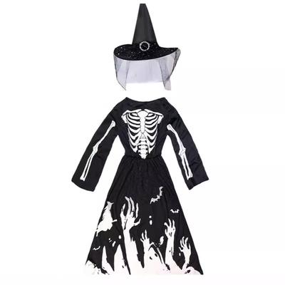 Halloween Girls Luminous Death Skull Skeleton Clothes Hat Girl Halloween Party Cos Children's Dress Up Costume