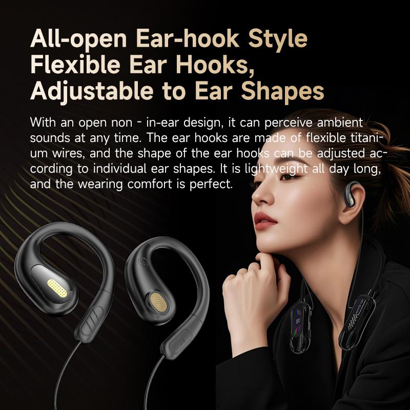 NEW Sports Car Shape Surround Sound Neckband Open-ear LED Display Headsets Wireless Bluetooth Headphones Sports Gaming Earphones