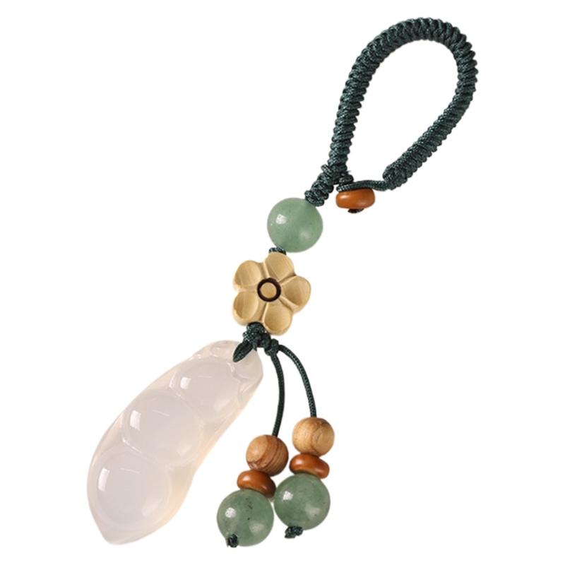 Exquisite Chalcedony Lucky Bean Pendant Symbolizing Fortune And Happiness With Unique Four Season Bean Designs