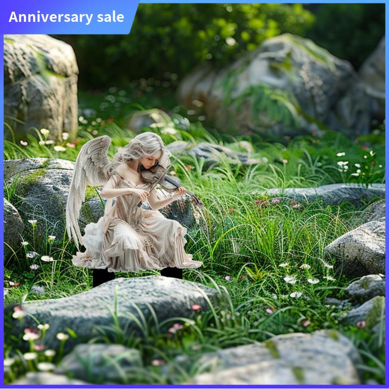 

AD23-White Angel Playing Violin Acrylic Garden Stakes Flower Pot Lawn Farm Decoration Ground Plug Decoration Sign