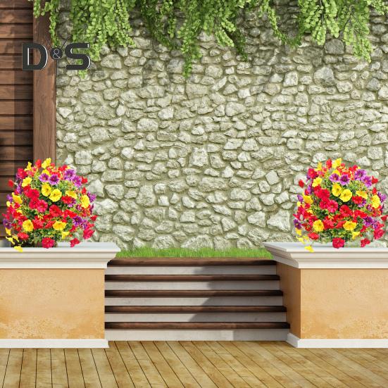 Faux Morning Glory Flowers Artificial Morning Glory Bush with Ground Spike Realistic Fake Greenery Shrubs for Outdoor Indoor Farmhouse Porch Patio