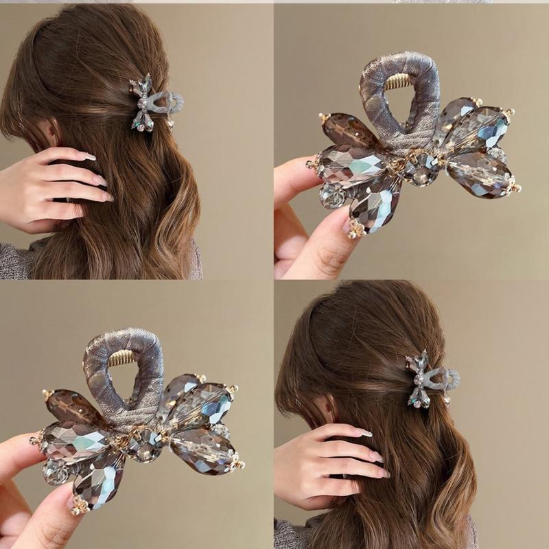 Crystal Half-Up Hair Clip Exquisite Rhinestone Side Hair Clip Shark Clip For Women