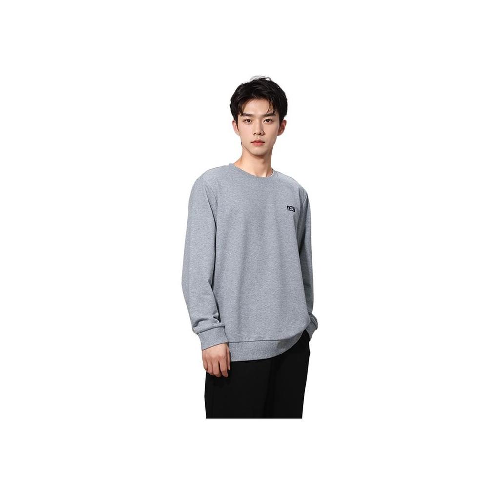 Skechers Sports Long Sleeve T-Shirt Loose Casual Round Neck Solid Color Sports Pullover Sweatshirt Men Tops Light-Gray L324M156-004F