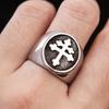 Hochwertiger Edelstahl Lothringerkreuz Ring für Männer Frauen Klassisches Katholisches Lothringerkreuz Siegelring Punk Biker Schmuck