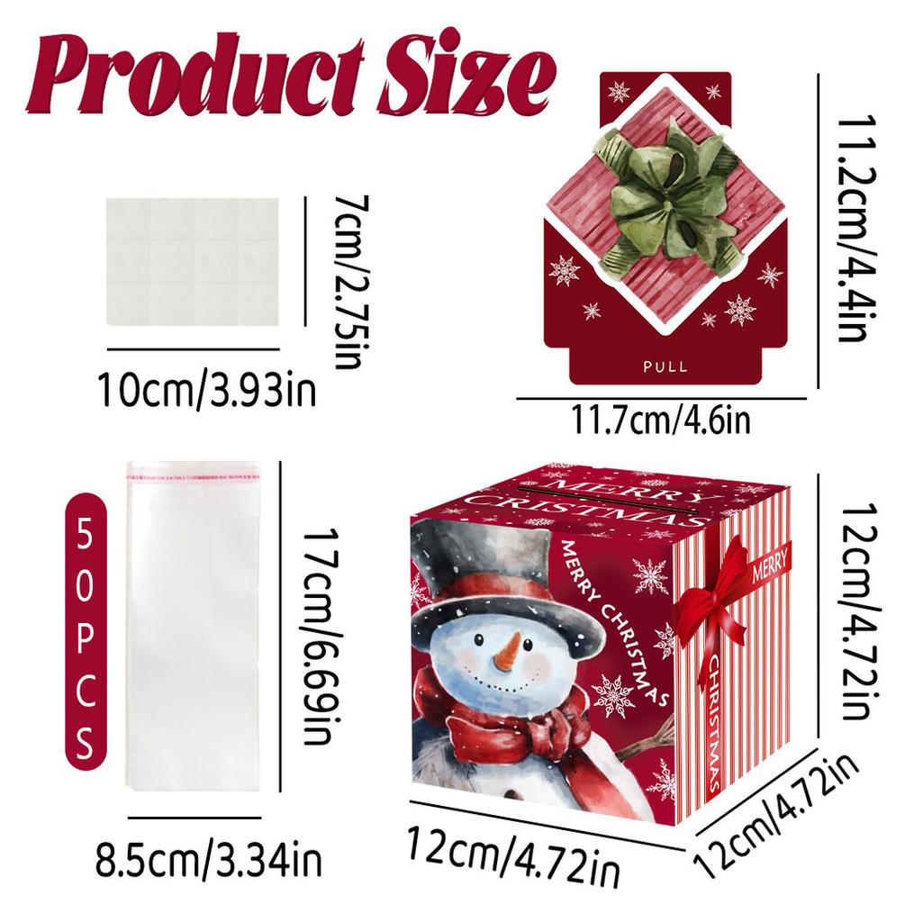 Red Snowman Pattern Christmas Celebration Decor Prop Paper Money Box Gift Box