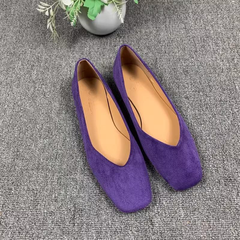 Fashion Flat Shoes for Women 2025 Spring Autumn Solid Square Toe Black Women's Shoes Large Size 43-44 Small Size 31-32 Ladies Shoes