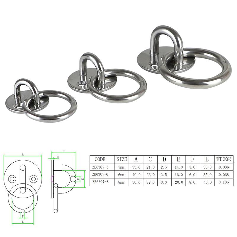 304 Stainless Steel Pad Eye Plate Staple Ring U-Shaped Sail Shade Hardware - For Wall Ceiling Hammock Hooks Hanger