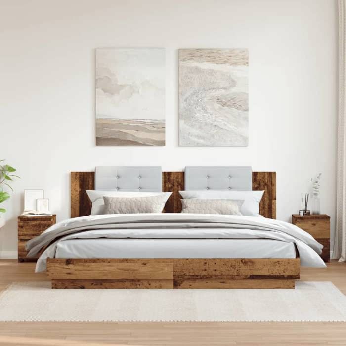 VidaXL Tables de chevet 2 pcs vieux bois 30x30x40 cm bois d'ingénierie, armoire de chevet, armoire latérale, table de nuit, 855847