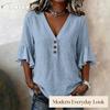 JPNTKY Women's Fashion Casual Solid Color Print Short Sleeve V Neck Blouses & Shirts