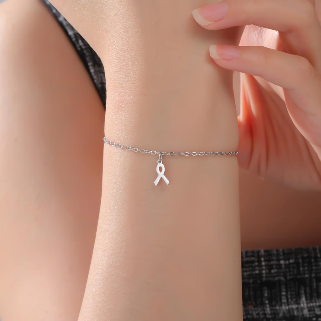 My Shape Women Breast Cancer Awareness Bracelets Stainless Steel Hand Chains Adjustable Chain Safety Blessing Lucky Jewelry Gift