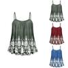Elegant Women Print Loose Casual Summer Pleated Flowy Sleeveless Camisole Tank Tops