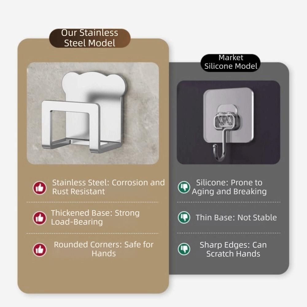 Self Adhesive Pot Lid Rack Stainless Steel Sink Sponge Organizer Durable Wall Hooks  for Kitchen