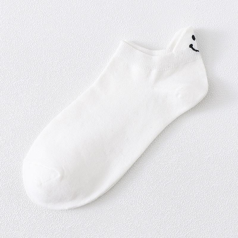Nye dame glade sokker tegneserie Smiley-fjes sokker søte broderte ankelsokker morsomme jentesokker bomullssokker