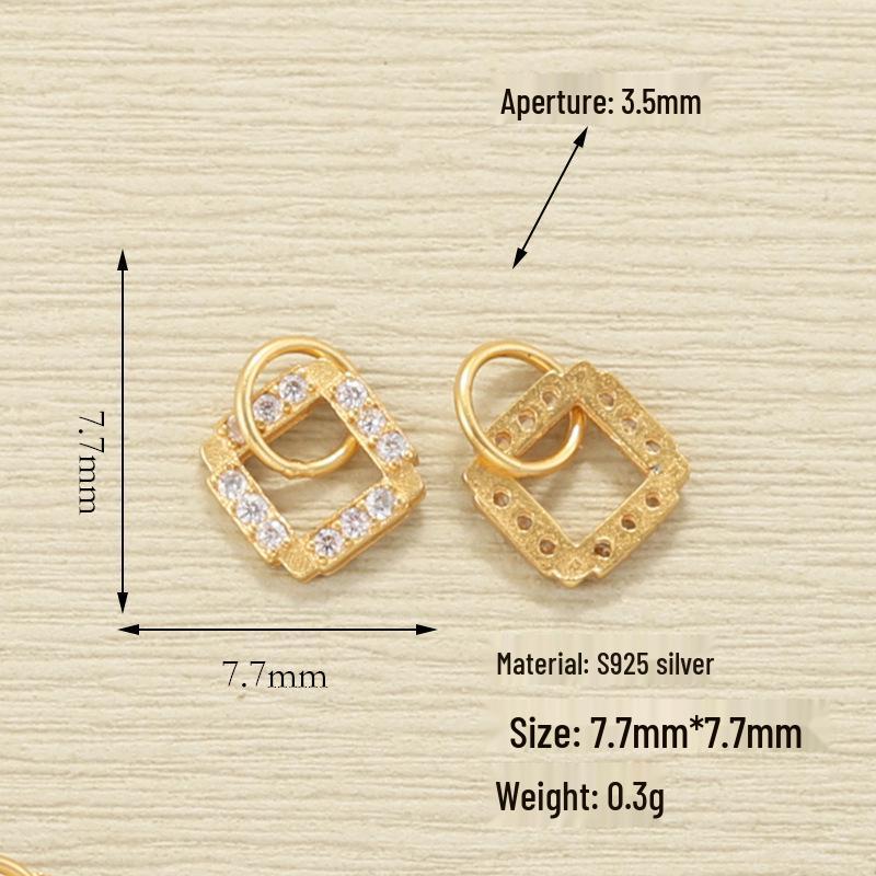 S925 Silver Zircon Heart Gourd Bow Pendant for DIY Bracelet Accessories P37