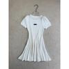 MIU Style 2026 Summer Diamond Flower Needlepoint Pullover Dress - Short Sleeve, Round Neck, High Quality