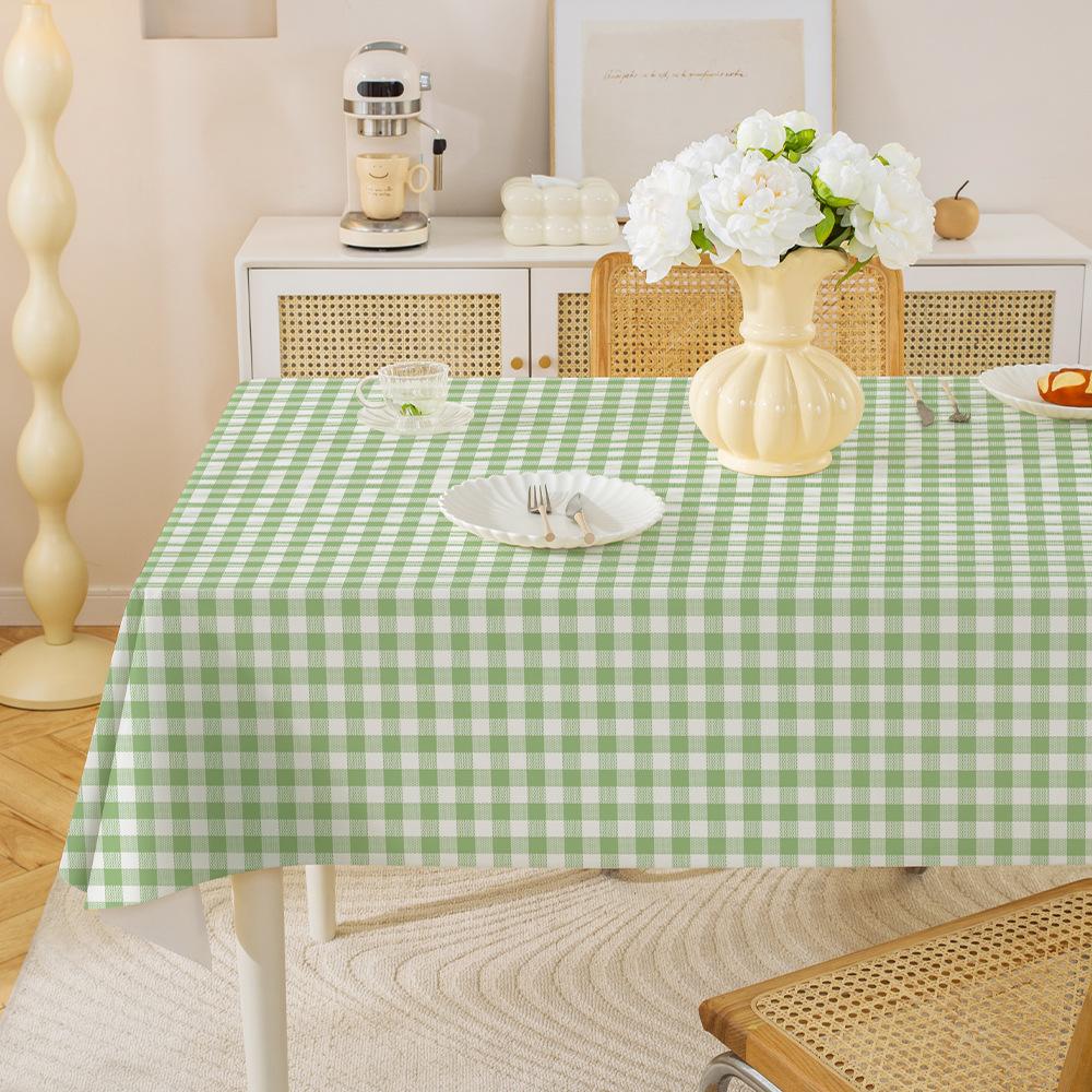 Anti-slip Fruit Stand Plaid Tablecloth PVC Waterproof and Oil-proof Rental House Solid Color Rectangular Table Coffee Table Tablecloth