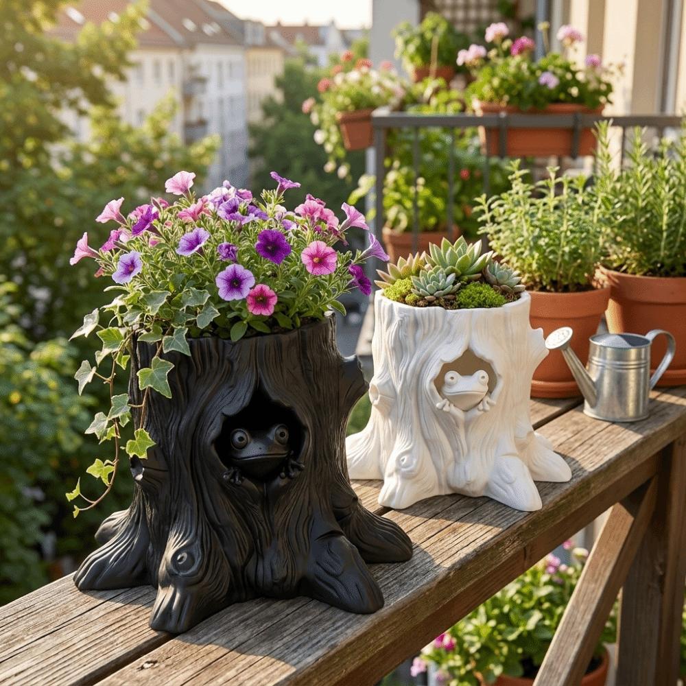 Decorative Frog Shaped Flowerpot 3D Printed Stump Potted Plant Pen Holder Desktop Organizer