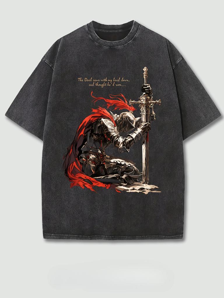 Men's Washed T Shirt Vintage Skeleton Horror Graphic Summer Women Tee Oversize Punk Hip Hop Retro Gothic Y2K Grunge Harajuku