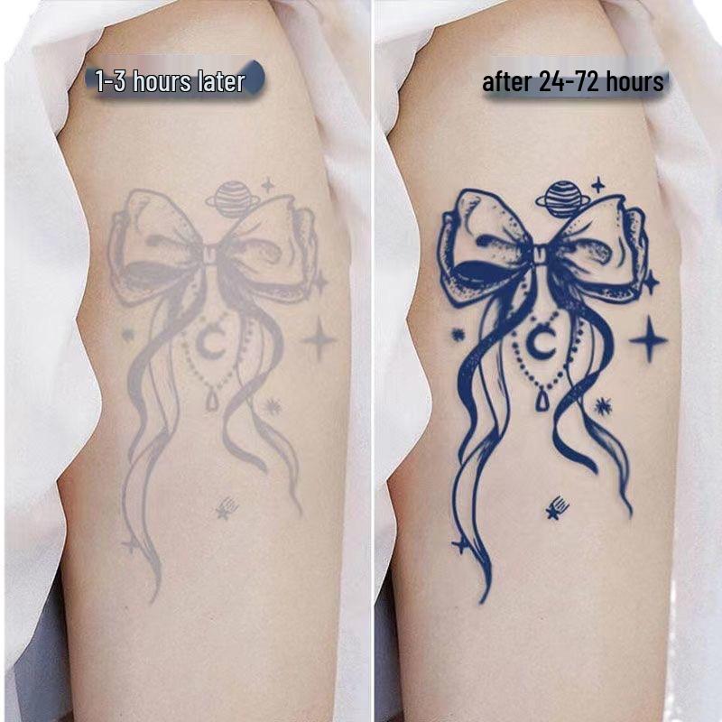 Schmetterling & Mondstern Semi-Permanente Wasserdichte Tattoo-Aufkleber - Süßes & Cooles Beindesign, Langlebig, Nicht-Reflektierend